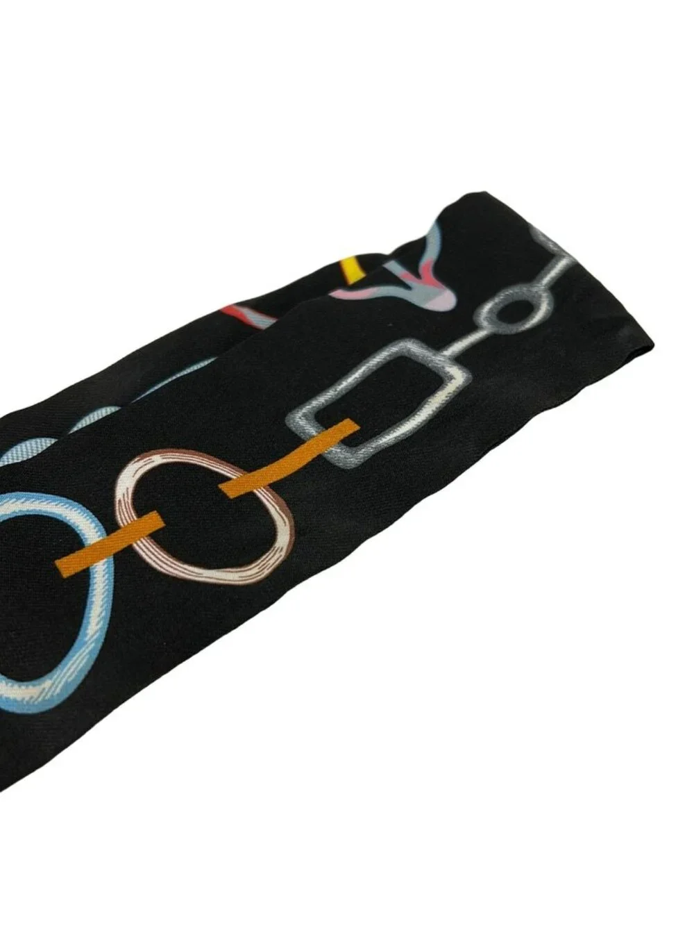 Hermes Scarf Twill Black Multi Ribbon Re Boucles